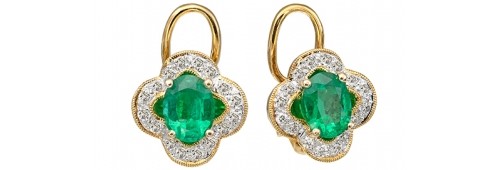 A pair of vintage-inspired emerald earrings from JYE, available at Rogers Jewelry Co.