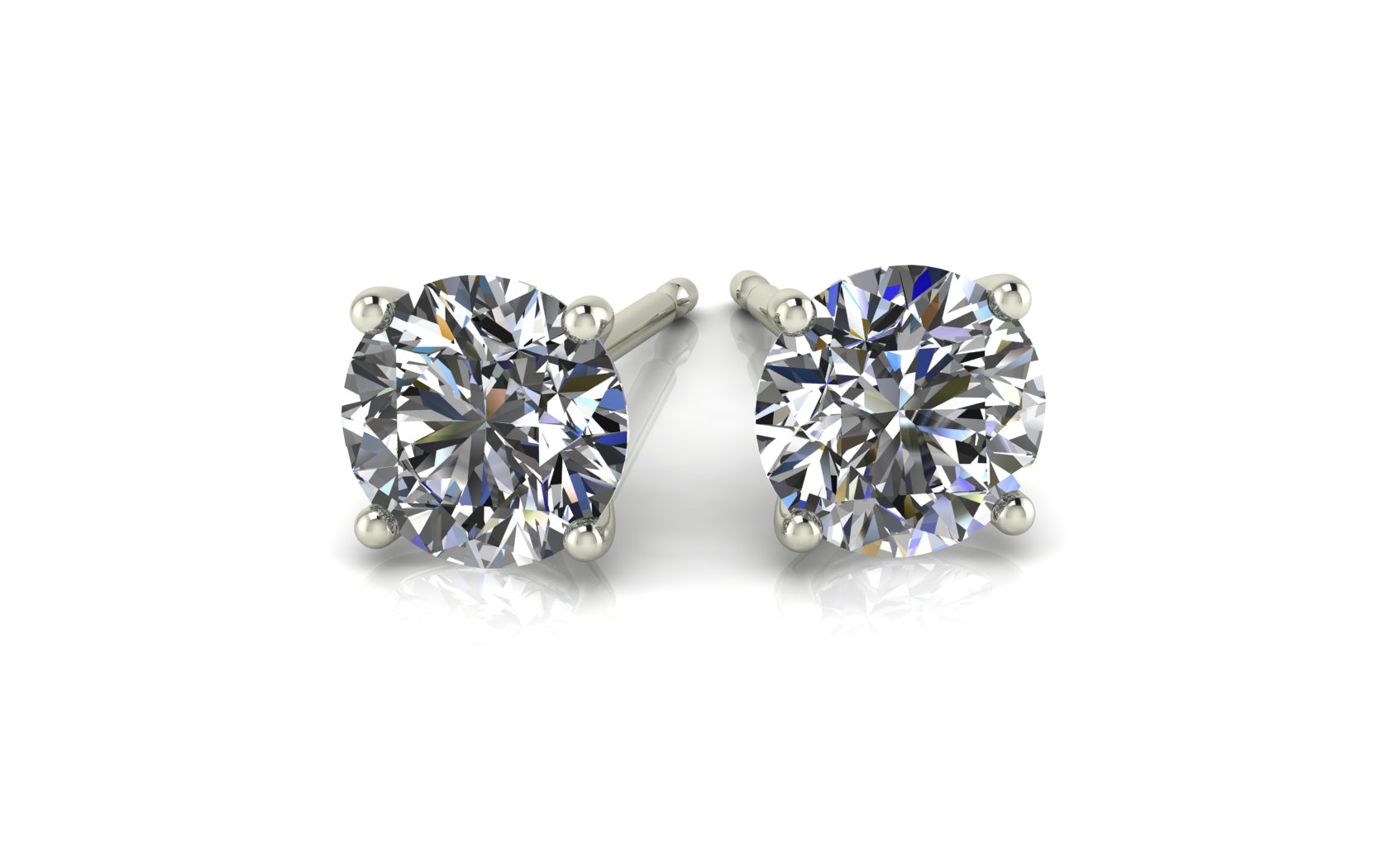 A dazzling pair of round cut 1 carat stud earrings.