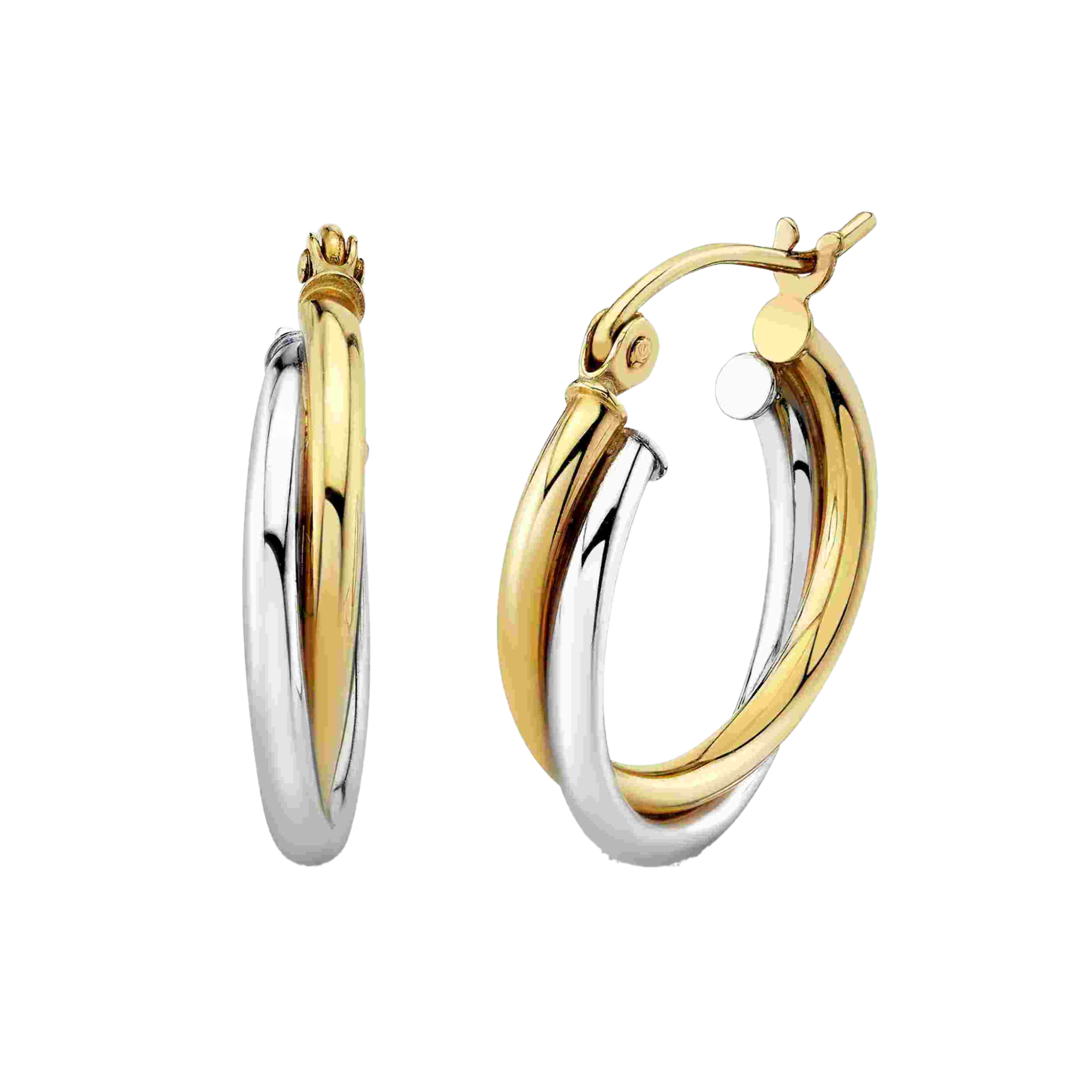 white and yellow gold hoops