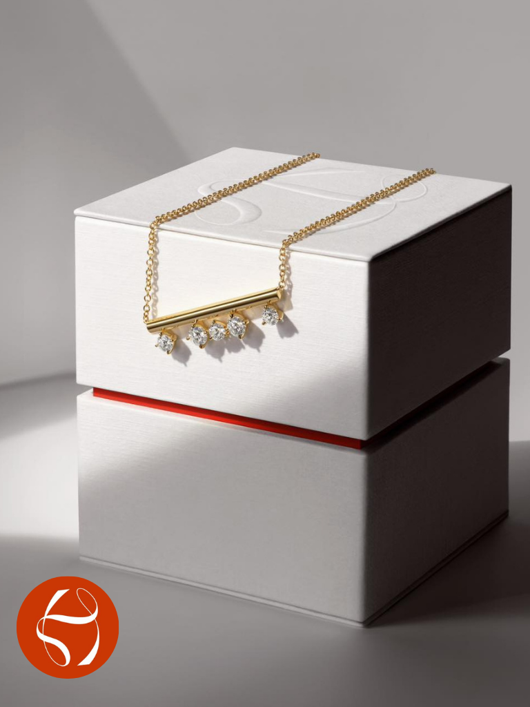 Hearts on Fire Valentine's Day image featuring a necklace on a white box