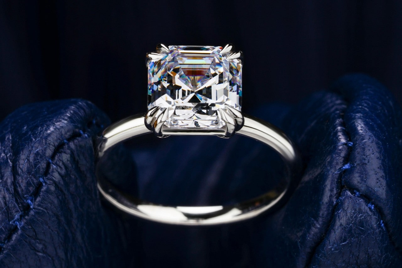 diamond cushion cut engagement ring