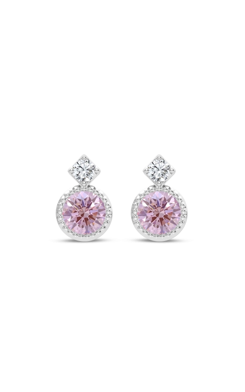 Lab Grown Pink Diamond 1.25tw Round Bezel Earrings 05-LG2115-922