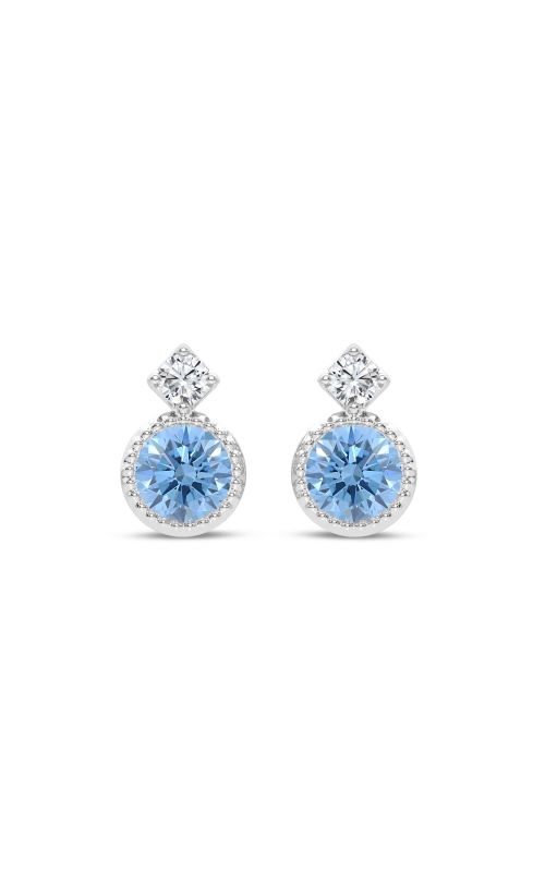 Lab Grown Blue Diamond 1.25tw Round Bezel Earrings 05-LG2115-912