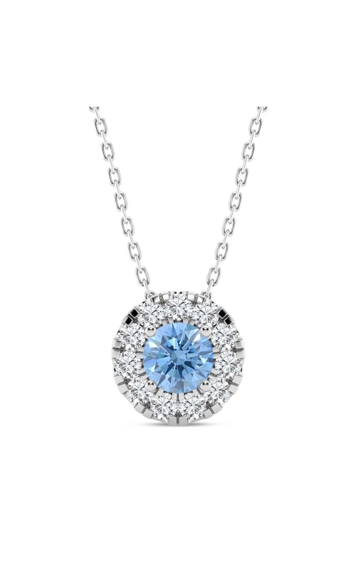 Lab Grown Blue Diamond 3/4ctw Round Halo Pendant 06-LG0303-952